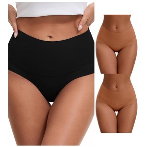 INSPIRE CHIC Women's High Waist Tummy Control Full Coverage Briefs Breathable Panties 3 Packs - 1 of 4