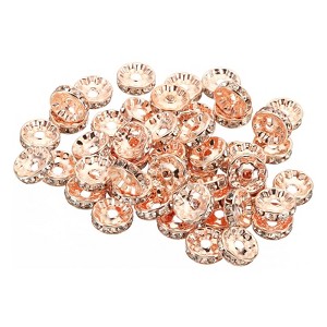 Unique Bargains Rhinestone Small Round Bulk Glass Spacer Beads for Jewelry Making 100 Pcs - 1 of 4