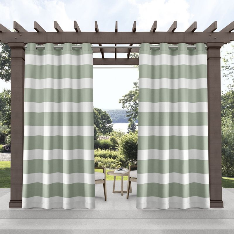 Exclusive Home Cabana Stripe Indoor/Outdoor Light Filtering Grommet Top Curtain Panel Pair, 1 of 8
