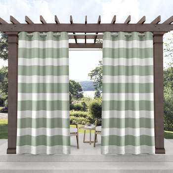 Exclusive Home Cabana Stripe Indoor/Outdoor Light Filtering Grommet Top Curtain Panel Pair
