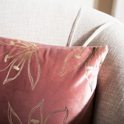 Terracotta Floral Rectangular Decorative Throw Pillow