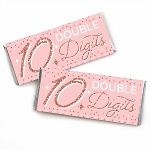 Big Dot of Happiness 10th Pink Rose Gold Birthday - Candy Bar Wrapper Happy Birthday Party Favors - Set of 24 - 1 of 4