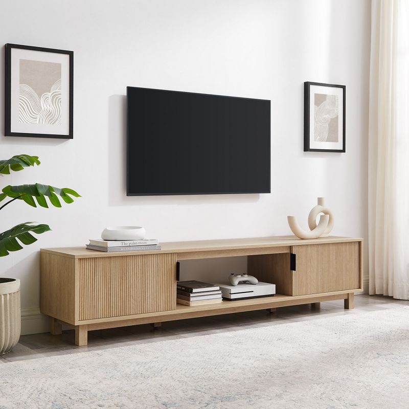 Modern Reeded Wood 2 Door TV Stand for TVs up to 80" - Saracina Home, 2 of 13