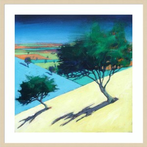 33" x 33" Hillside Trees by Paul Powis Wood Framed Wall Art Print - Amanti Art: Pastel Valley Shadows - 1 of 4