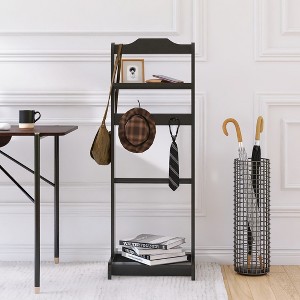 Sleek Portable Garment Rack - Versatile Clothes Valet Stand with Storage Organizer for Home , Events, Elegant Black - 1 of 4