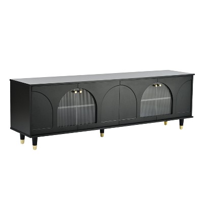 NicBex TV Stands for 78 inch TV,Modern Entertainment Center with Gold Handles and Glass Doors,TV Console for Living Room, Bedroom, Home