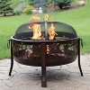 Sunnydaze Outdoor Camping or Backyard Steel Pheasant Hunting Fire Pit with Spark Screen, Cover, Metal Wood Grate, and Log Poker - 30" - 2 of 4
