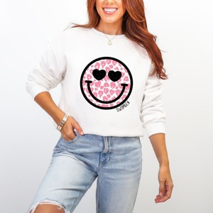 S.W.Smiley Leopard Heart Eyes Smiley -  Women's Graphic Sweatshirt - 1 of 4