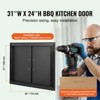 VEVOR BBQ Access Door, 31W x 24H Inch Double Outdoor Kitchen Door, Cold Plate Flush Mount Door, Wall Vertical Door with Handles, Black - 3 of 4