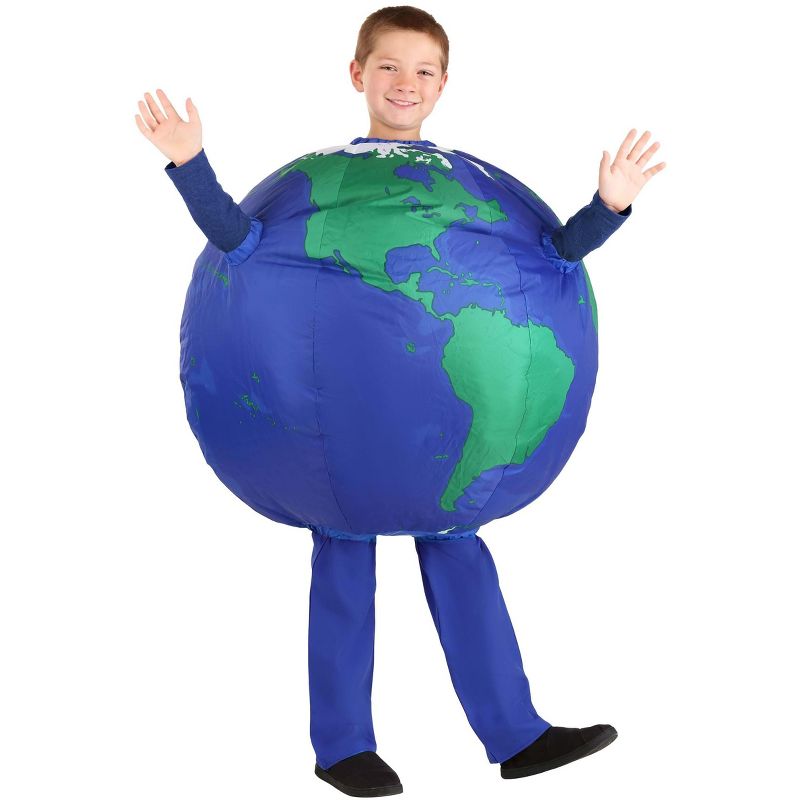 HalloweenCostumes.com One Size Fits Most   Earth Costume for Kids, Blue/Green, 1 of 6