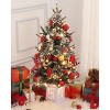 GAOMON Set of 2 Pre-lit Artificial Mini Christmas Tree, 3 ft Tabletop Christmas Trees with 78 LED Lights and Snowflake - 3 of 4