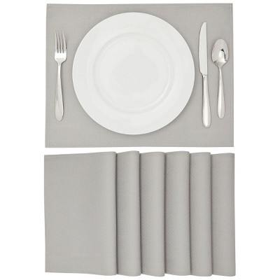 Farmlyn Creek Woven Placemat Set of 6 for Dining Table, Patio, 12.75 x 16.75 in, Light Grey