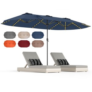 Tangkula 15.5 FT Double-sided Patio Umbrella w/ Solar Lights Outdoor Twin Size Umbrella - 1 of 4