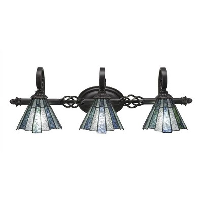 Toltec Lighting Elegante 3 - Light Vanity in  Dark Granite with 7" Sea Ice Art Glass Shade