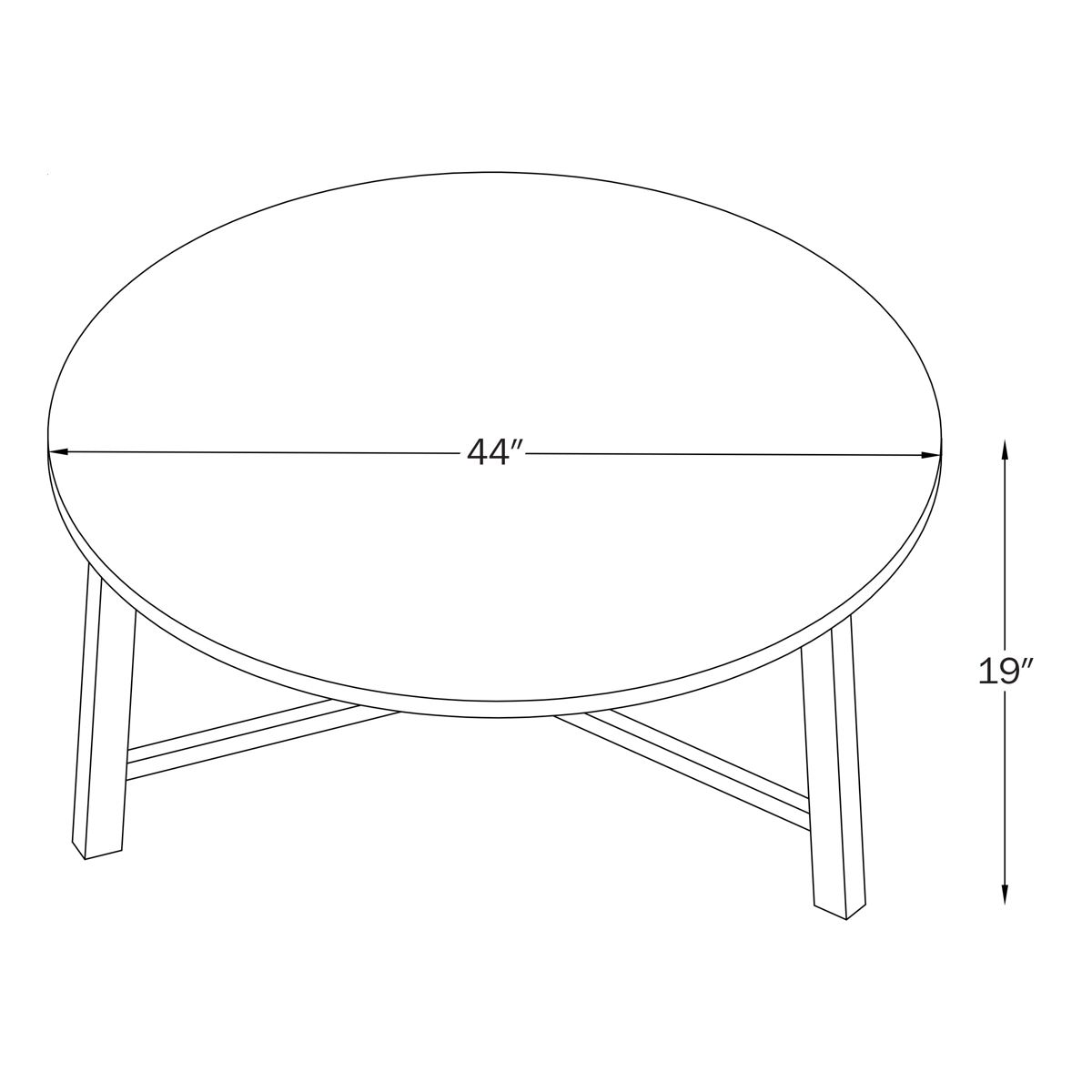 Alaterre Furniture Newbury 44-inch Round Coffee Table, Solid Wood Farmhouse Living Room Table, Pecan Finish - thumbnail 4