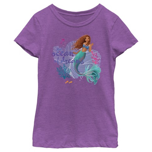 Girl s The Little Mermaid Ariel An Ocean Of Dreams Scene T shirt Target