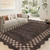 Modern Bordered Living Room Rugs 8x10 Large Scalloped Accent Rugs with Non-Slip Backing, Foldable Geometric Print Floor Mat, Washable Indoor Carpet - 4 of 4