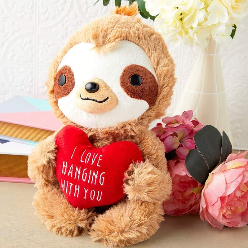 Blue Panda 10-inch Sloth Plush Toy with Red Heart, I Love Hanging with You Stuffed Animal for Valentines, 2 of 7