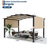 Garvee 12x9Ft Outdoor Arched Pergola, Metal Sturdy Gazebo with Retractable Sun Shade for Backyards, Lawn, Patios - Khaki - 3 of 4