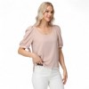 Anna-Kaci Women's Short Puff Sleeve Blouse with Scoop Neckline and Tie Cuff Detail for a Feminine Everyday Look - 2 of 4