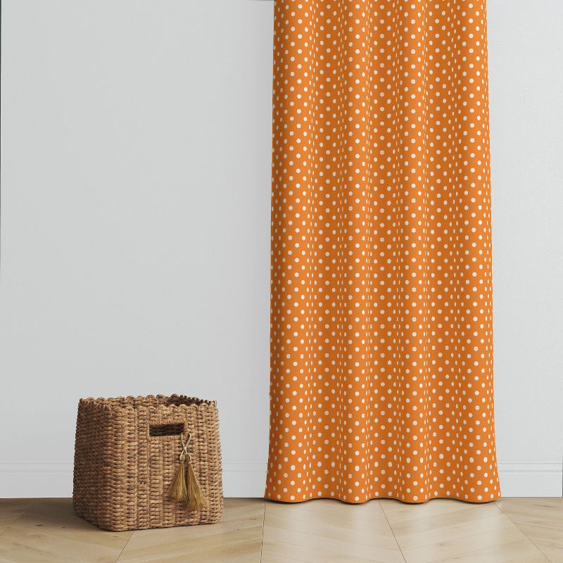 Bacati - Pin Dots Orange Cotton Printed Single Window Curtain Panel, 2 of 5