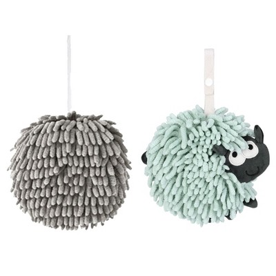 REGALWOVEN 2 Pcs Cute Comfortable Soft Absorbent Chenille Ball Fuzzy Hand Towel