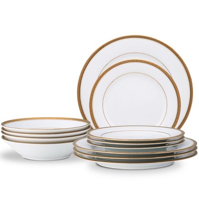 Noritake Charlotta Gold 12-Piece Dinnerware Set, Service for 4