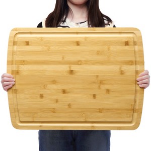 Large Bamboo Cutting Board, Chopping Board with Deep Juice Grooves, Wooden Over Sink Stove Top - 1 of 4