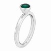 Black Bow Jewelry Sterling Silver w/5mm Green Crystals High Profile Stack Ring - 3 of 4