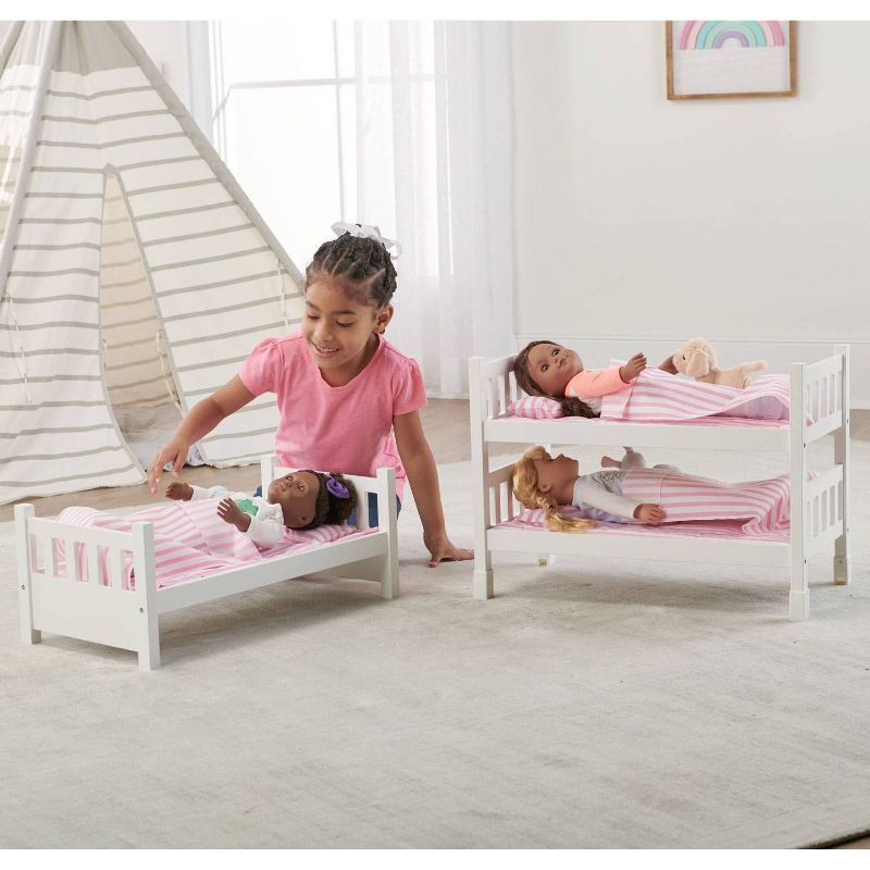 Badger Basket 1-2-3 Convertible Doll Bunk Bed with Bedding - Pink/Stripe, 4 of 12
