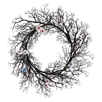 Nearly Natural 30" Halloween Gazing Eyeballs Twig Wreath
