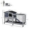 LAOTIES 59" 2-Story Rabbit Hutch,Large Wooden Bunny Cage with Wheels,Waterproof Indoor And Outdoor Small Animal House with Slide-Out Tray - 3 of 4
