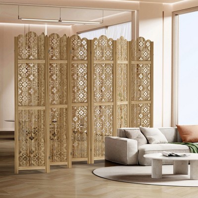 Spassway Rustic Folding Wood Room Divider Vintage Freestand Privacy Screen for Room Seperation Living Room Bedroom Office Room