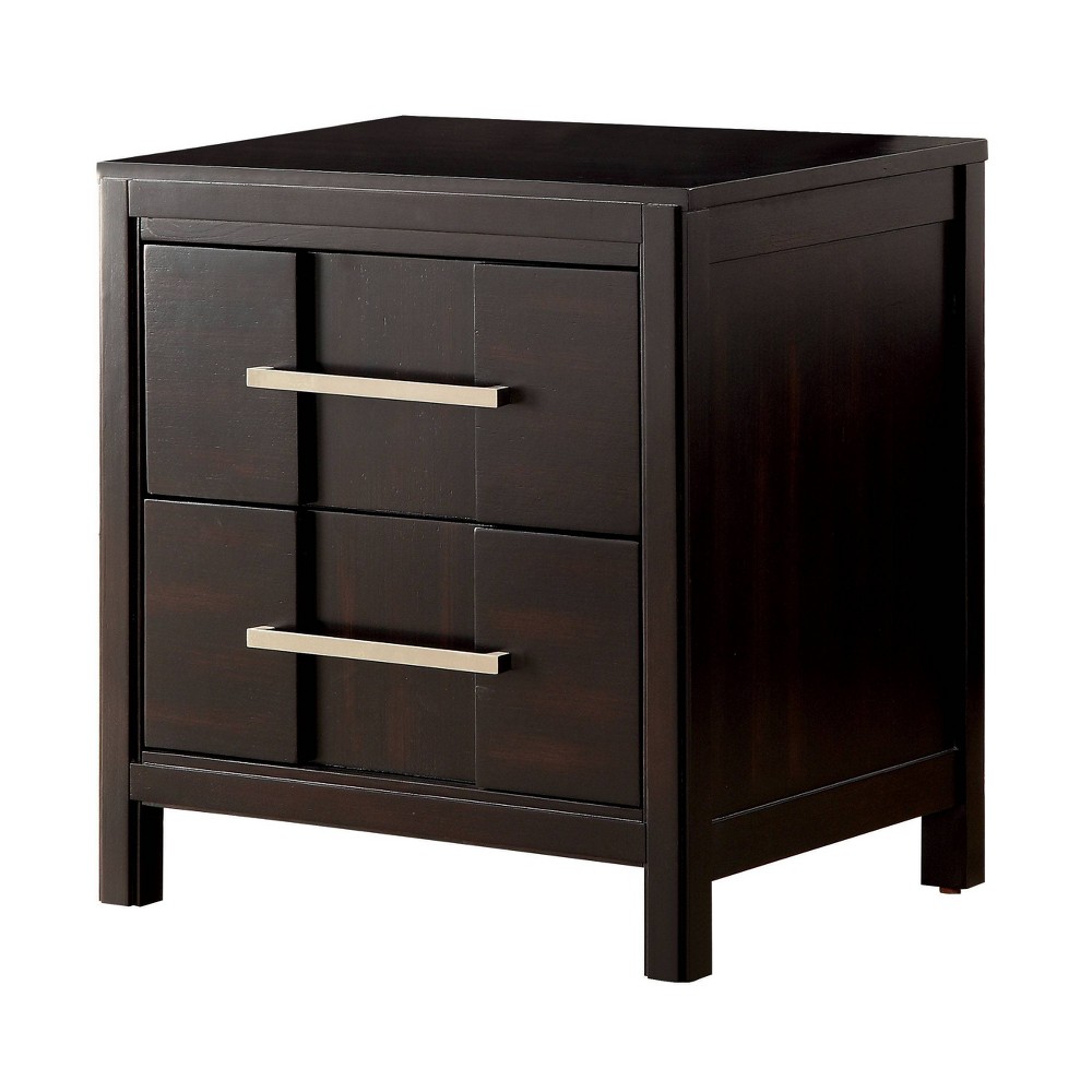 HOMES: Inside + Out Dendro 2 Drawer Nightstand Espresso: Transitional Style, Wood Veneer, Metal Hardware