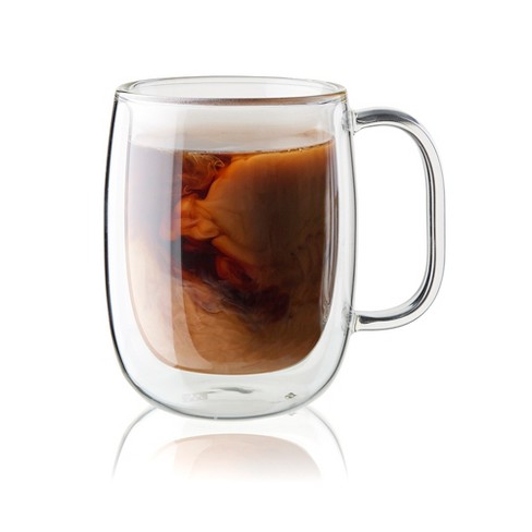 Double Wall Glass Coffee Mugs 11 Oz Clear Set of 4 Dishwasher & Microwave  Safe Ideal as Tea Cups, for Latte, Cappuccino, Hot Beverages 