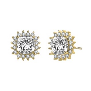 Guili Classy 10mm Halo Square Stud Earrings with Cubic Zirconia – Elegant, Sparkling & Timeless in White, Yellow, Gold, Rose Gold & Green - 1 of 3