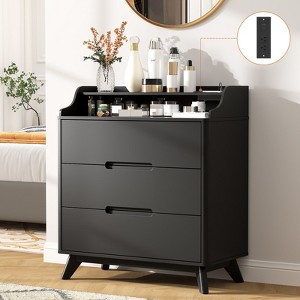 target 3 drawer dresser for Bedroom & Closet, Tall Narrow Chest with Soft Close & Anti-Tip Kit, 28.7" High Space-Saving Storage Organizer finish silhouette 3 Drawer Modern Wood Dresser