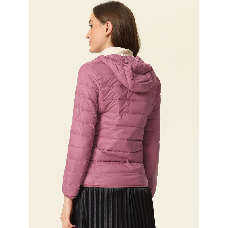 Allegra K Women's Hooded Packable Thickened Short Down Puffer Jacket, 4 of 7