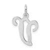 Black Bow Jewelry Sterling Silver, Sophia Collection, Small Script Initial V Pendant - 3 of 4