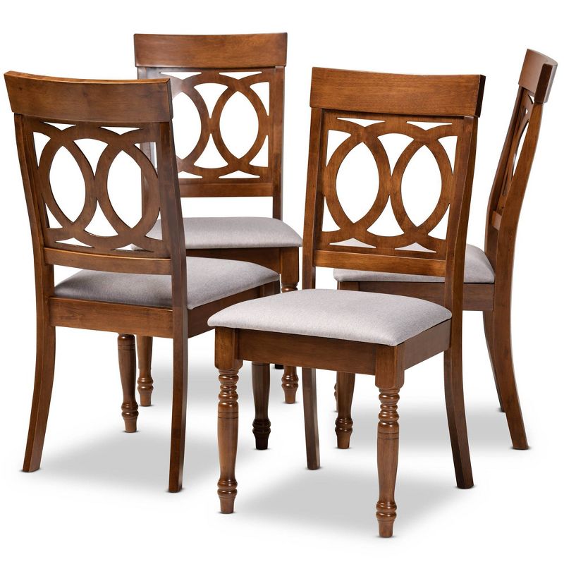 4pc Lucie Fabric Upholstered Wood Dining Chairs Walnut Brown - Baxton Studio: Solid Oak Legs, Comfortable Seat, Set of 4, 1 of 8