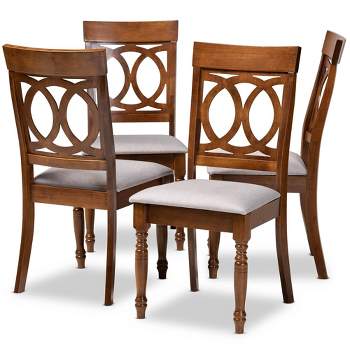 4pc Lucie Fabric Upholstered Wood Dining Chairs Walnut Brown - Baxton Studio: Solid Oak Legs, Comfortable Seat, Set of 4