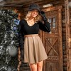 Women's Black Long Sleeve Top Faux Leather Skirt Mini Fall Dress - Cupshe - 4 of 4