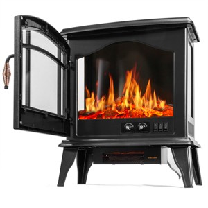 Barton Living 3 Sided 1500W Vintage Electric Standing Fireplace Stove Heater Firebox - 1 of 4