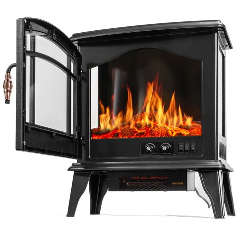 Barton Living 3 Sided 1500w Vintage Electric Standing Fireplace Stove Heater  Firebox : Target