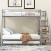 Streamdale Twin over Full Size Metal Bunk Bed with Trundle and Storage Staircase, Silver - 3 of 4