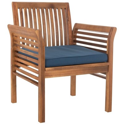 Carson 4-Piece Natural Acacia Outdoor Set with Navy Cushions