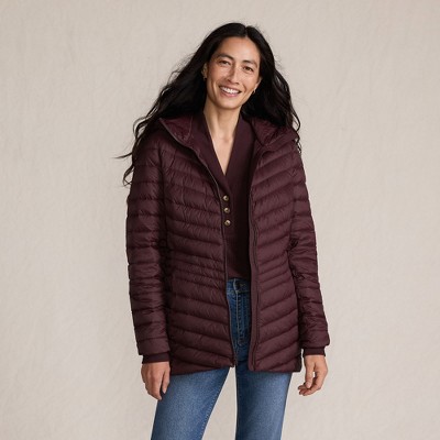 Lands' End Women's Outerwear Wanderweight Ultralight Packable Hooded Long Down Jacket