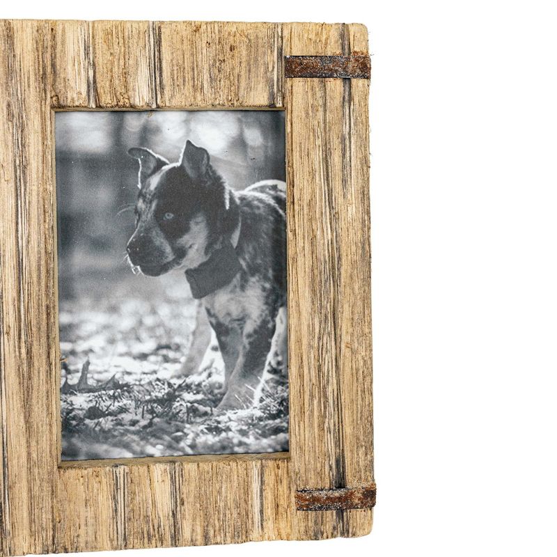 3 Photo Driftwood with Rivets Collage Picture Frame Wood, MDF, Metal & Glass by Foreside Home & Garden, 4 of 8