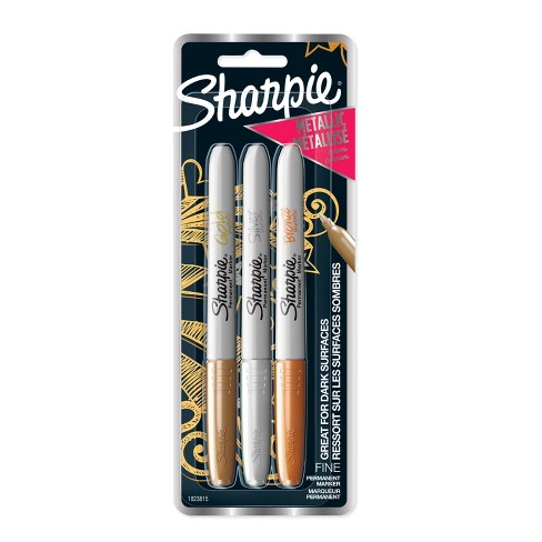 3pk Permanent Marker Metallic Fine Tip Gold Silver Bronze Sharpie Target