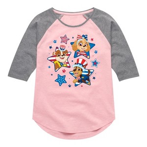 Girls' - Paw Patrol - Americana Shirt Tail Raglan Graphic T-shirt - 1 of 4